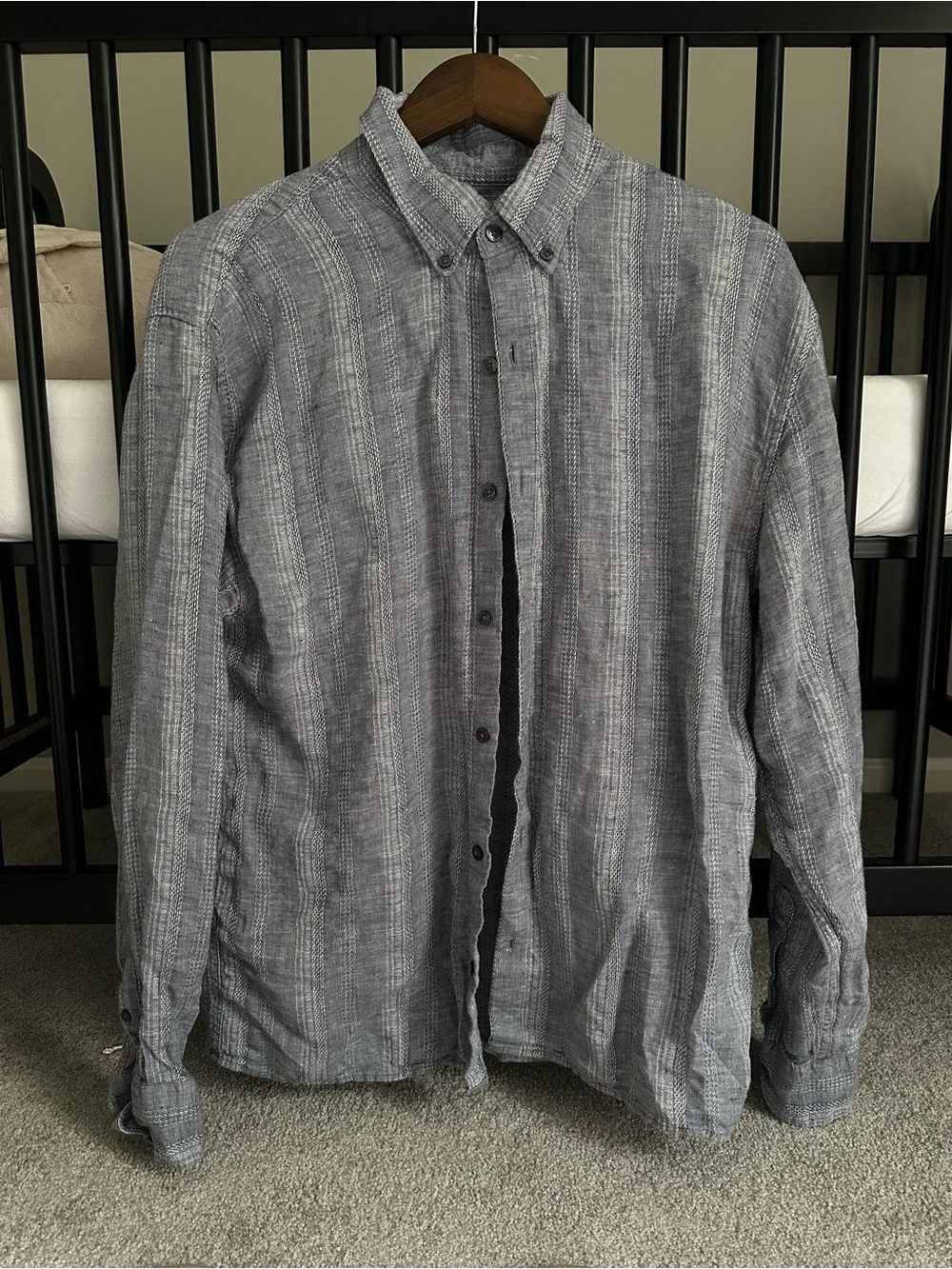 Abercrombie & Fitch Gray Striped Button-Down Shirt